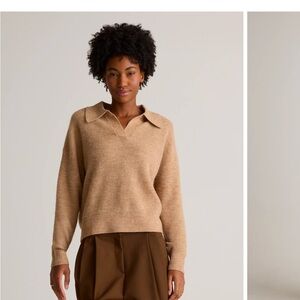 Quince Baby Alpaca-Wool Waffle Stitch Polo Sweater